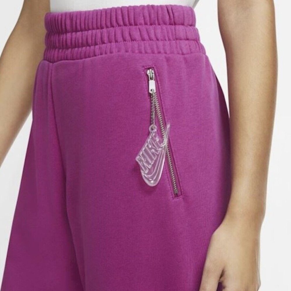 Nike Air Fleece Jogger Women's Sweatpants Capri Plus Size Pant Purple DM1773-564 - Picture 4 of 4